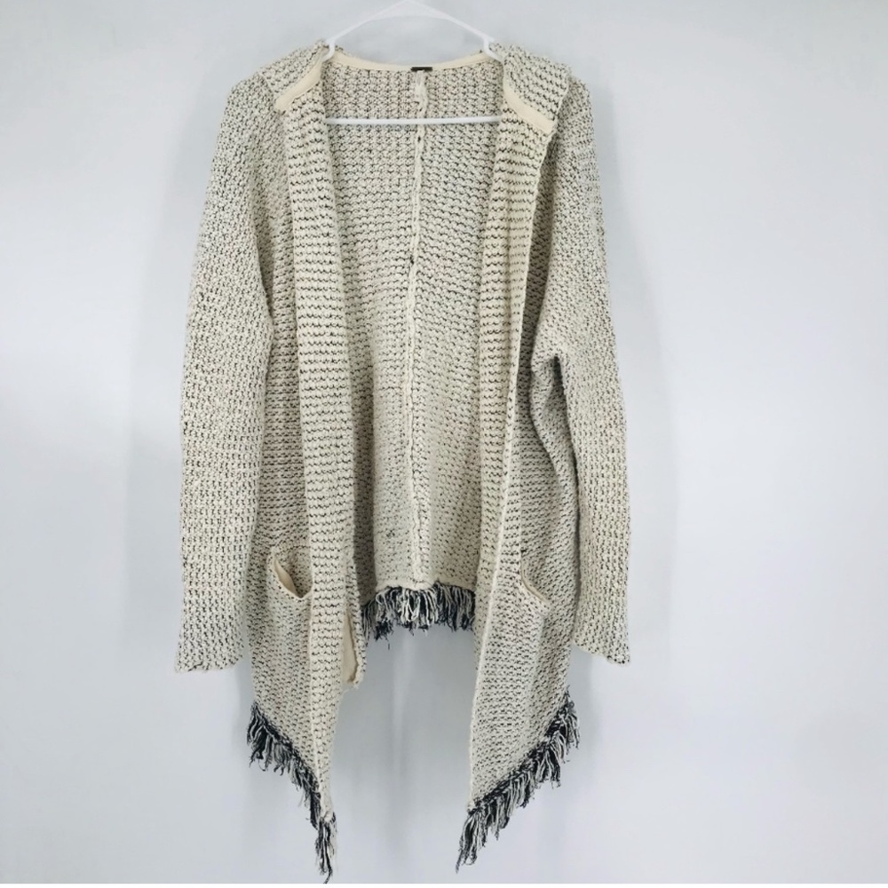 Free People Cream Knit Cardigan with Fringe